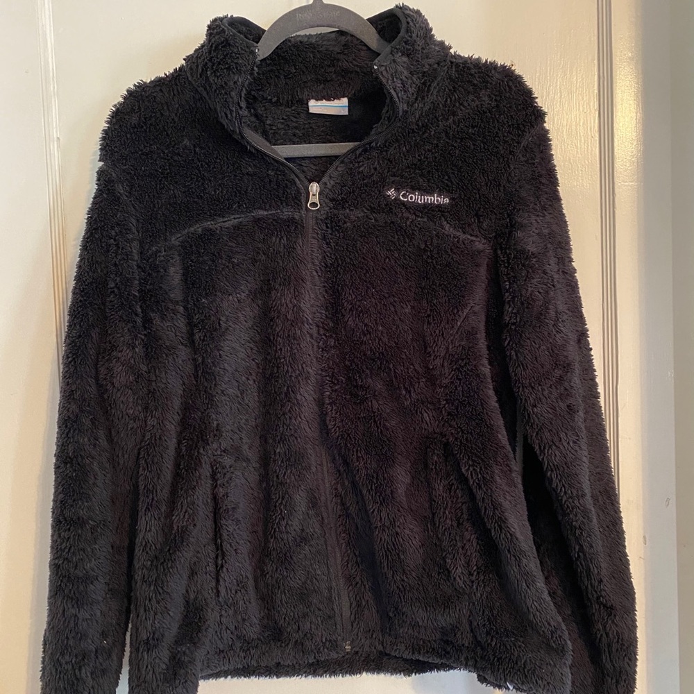 Columbia Black Fuzzy Zip Up LARGE
